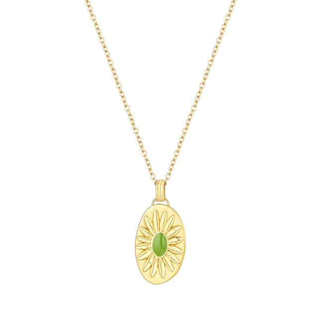Collier Kayla vert acier doré or