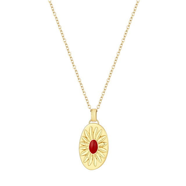Collier Kayla rouge acier doré or