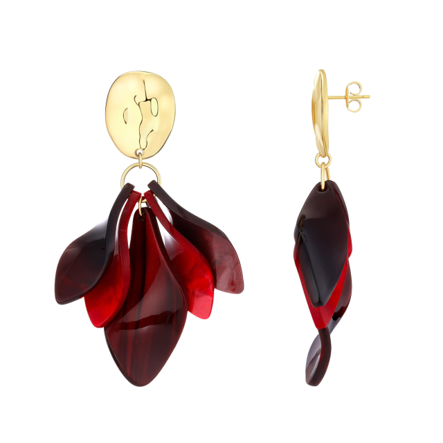 Boucles Aurora bordeaux acier doré or