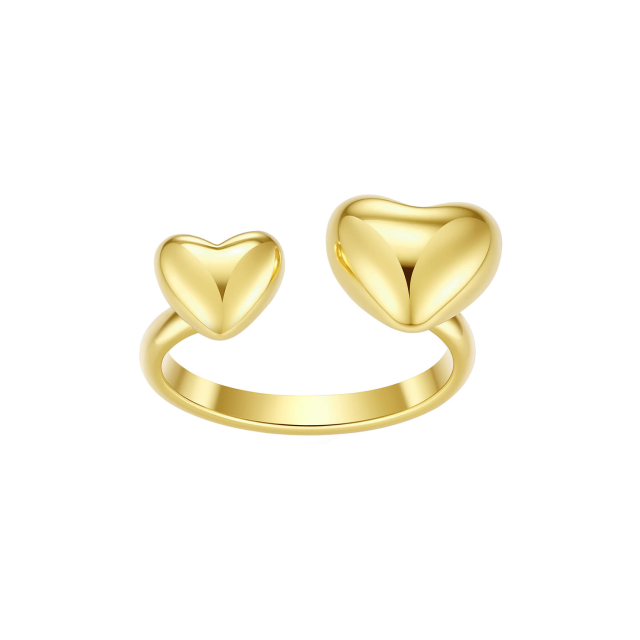 Bague Corazons acier doré or