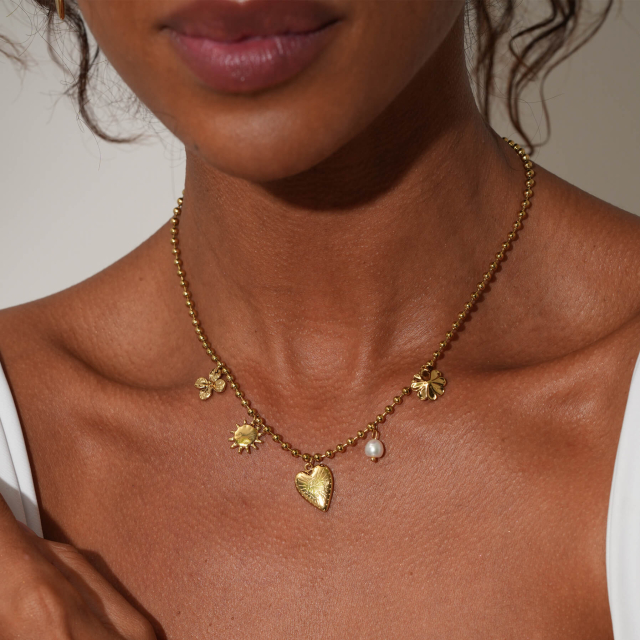 Collier Charly acier doré or