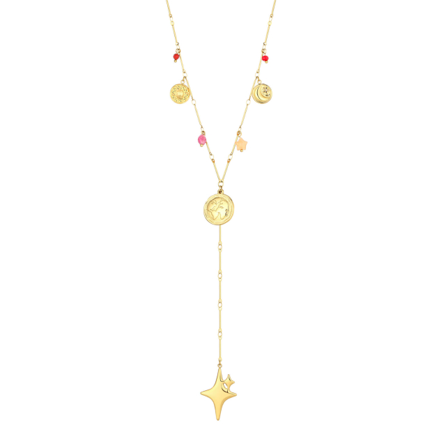 Collier Kyria Y perles, acier doré or