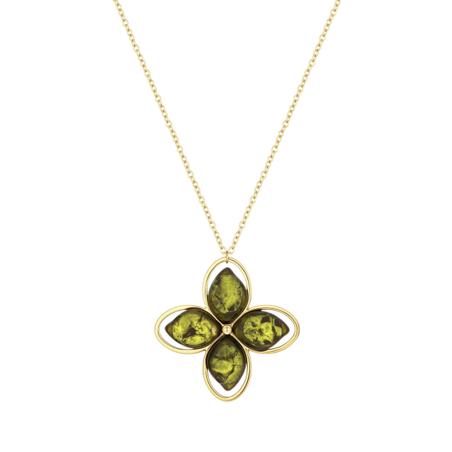 Collier Zara vert acier doré or