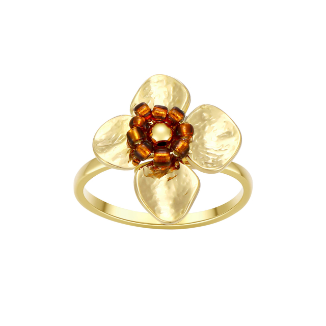 Bague Zara marron acier doré or