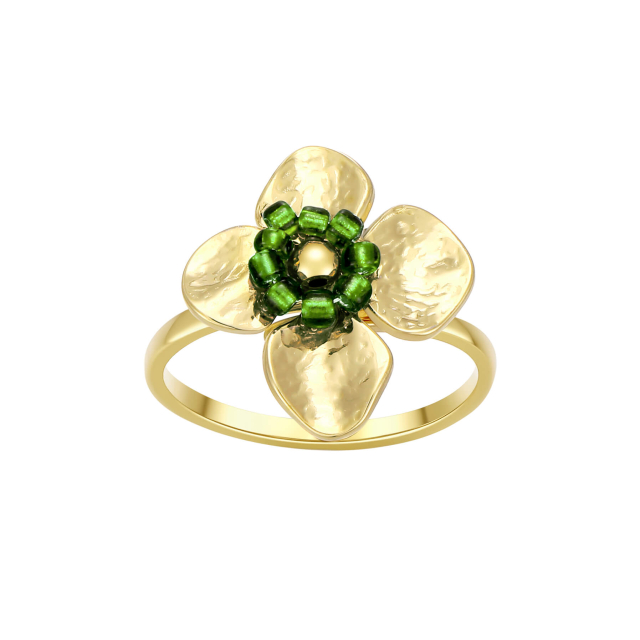 Bague Zara verte acier doré or