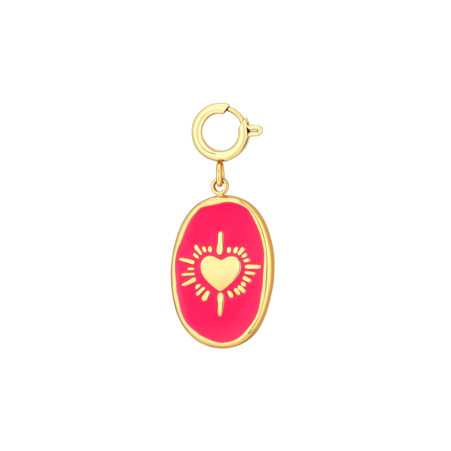Charm Coeur Fuchsia acier doré or