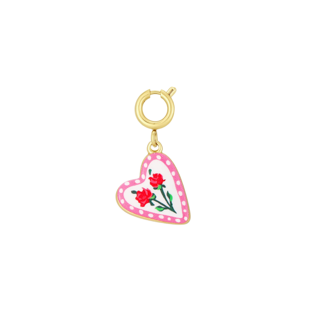 Charm Coeur flower acier doré or
