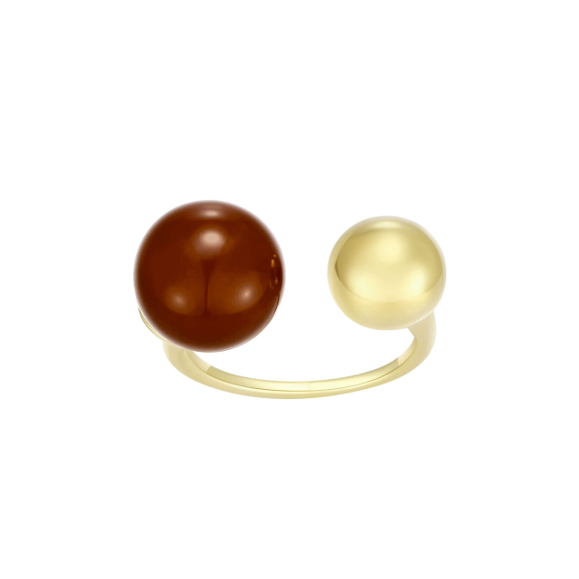 Bague Dania marron acier doré or
