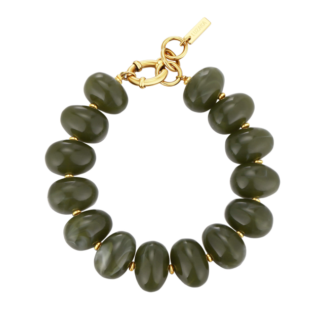 Bracelet Dania vert acier doré or