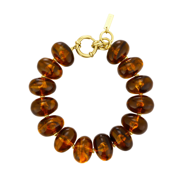 Bracelet Dania marron acier doré or