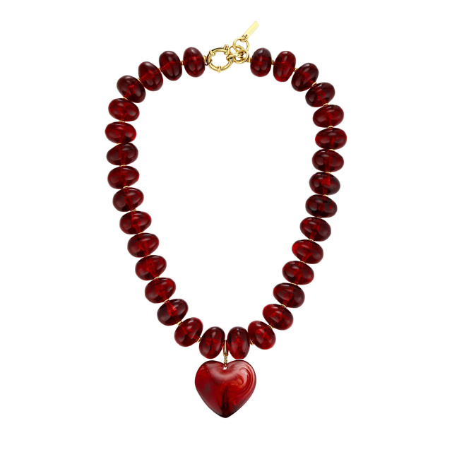 Collier Dania bordeaux acier doré or