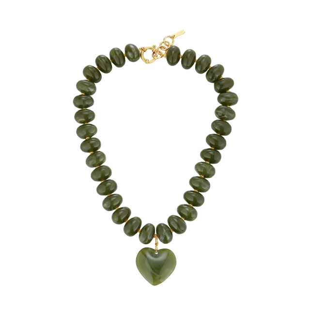 Collier Dania vert acier doré or