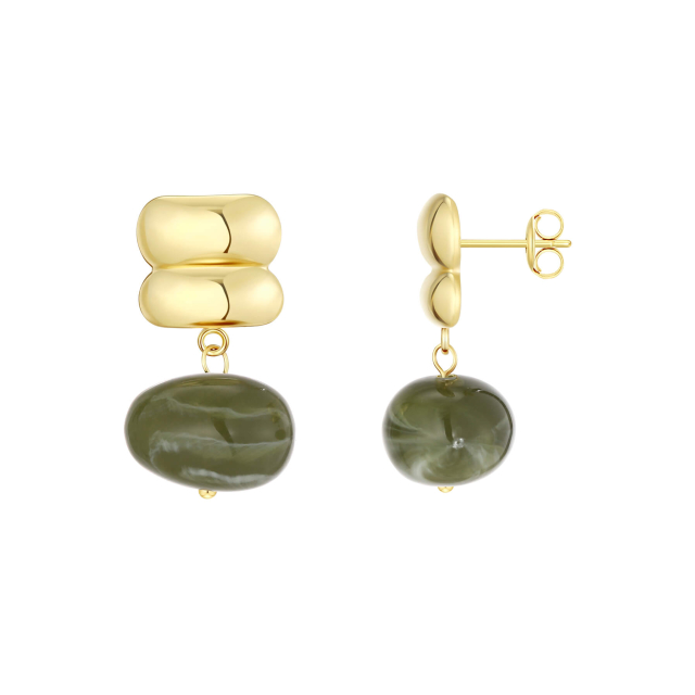 Boucles Dania vertes acier doré or
