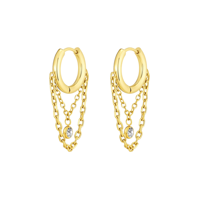 Boucles Séléna zircons acier doré or