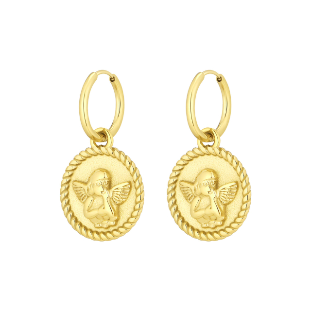 Boucles créoles Gabrielle acier doré or