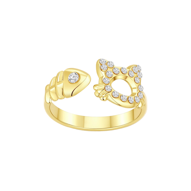 Bague Kitty acier doré or strass