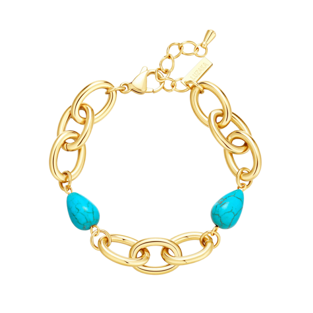 Bracelet Azura Pierres turquoise colorées acier doré or