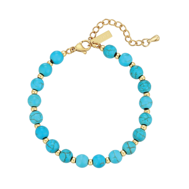 Bracelet  Mira Pierres turquoise colorées acier doré or