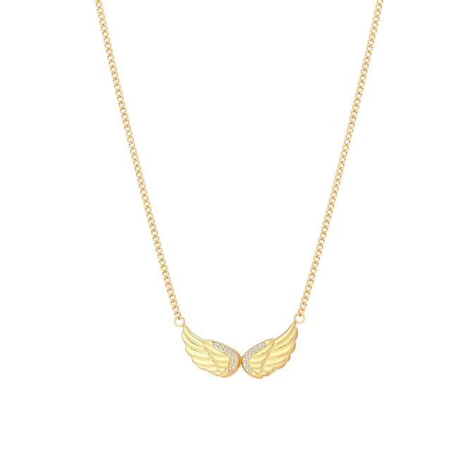 Collier Angie zircons acier doré or
