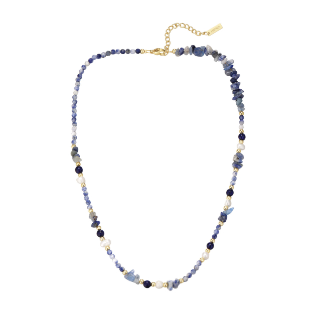 Collier Taho pierres Lapis lazuli, nacre doré or