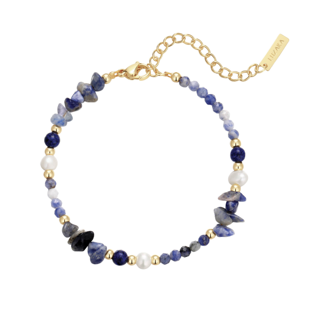 Bracelet Taho pierres Lapis lazuli, nacre doré or