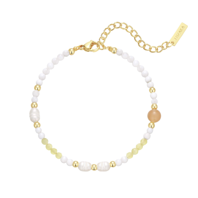 Bracelet Taho pierres Citrine, Agate, nacre doré or