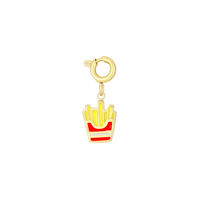 Charm Frites acier doré or