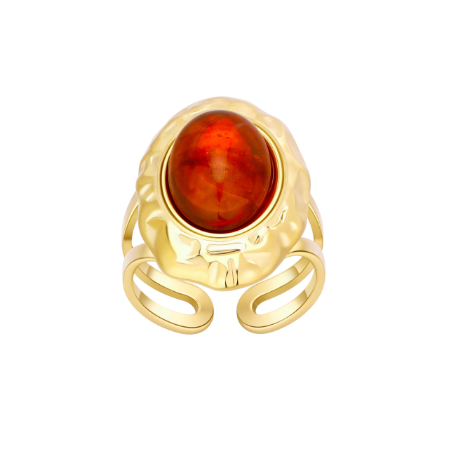 Bague Okia ambrée acier doré or