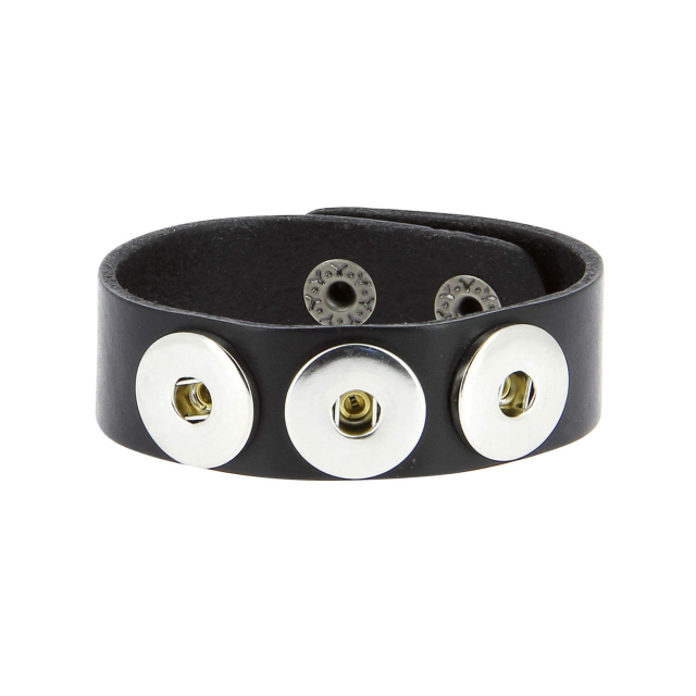 Bracelet Snap Cuero noir Snap bijou Femme Chaine - Cordon- Bijoux et accessoires pas chers pour femme Luzaka Ref.24053