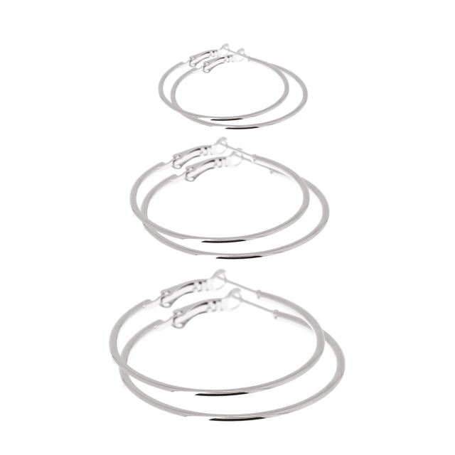 3 paires de Créoles acier Boucles d'oreilles Femme Rondes - Créoles- Bijoux et accessoires pas chers pour femme Luzaka Ref.26064