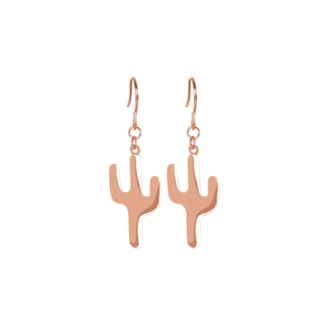 Boucles Cactus acier rose Boucles d'oreilles Femme Courtes - Puces- Bijoux et accessoires pas chers pour femme Luzaka Ref.45302