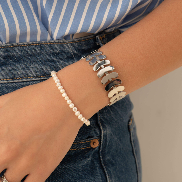 Bracelet jonc acier argenté