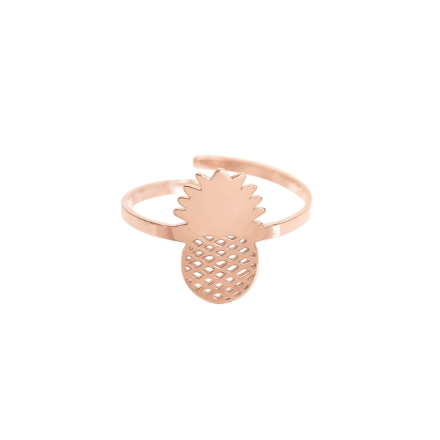 Bague Ananas acier doré rose Bague Femme - Bijoux et accessoires pas chers pour femme Luzaka Ref.48587