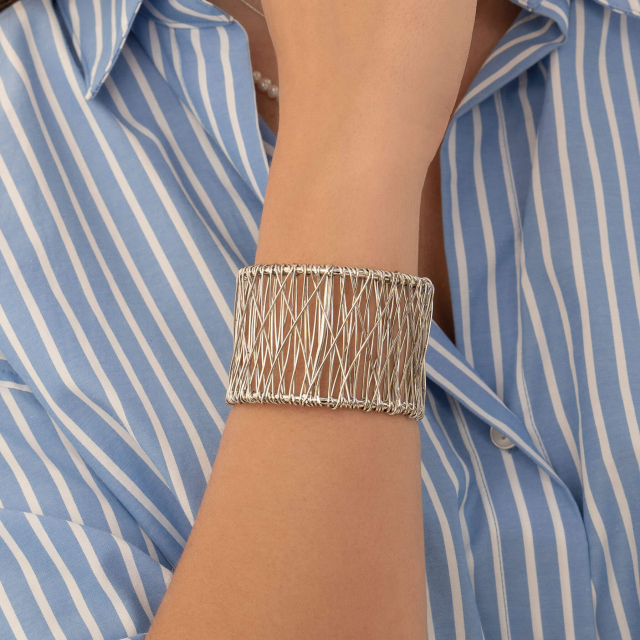 Bracelet jonc acier argenté
