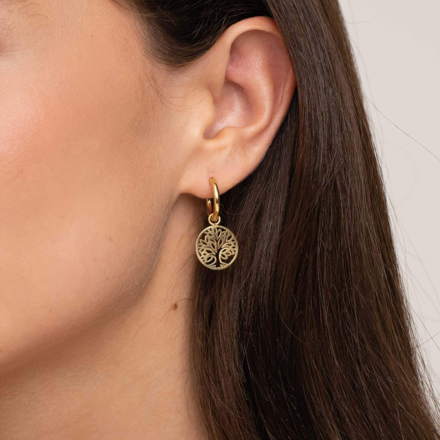 Boucles Arbre de vie acier dorées or : Trouver les plus beaux bijoux femme de la saison