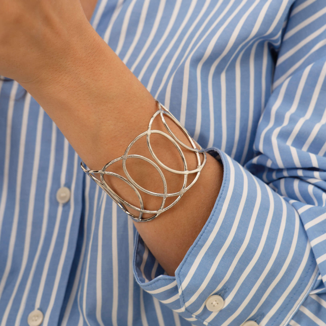 Bracelet jonc acier argenté