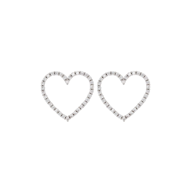 Boucles Coeur zircons Boucles d'oreilles Femme Courtes - Puces- Bijoux et accessoires pas chers pour femme Luzaka Ref.54527