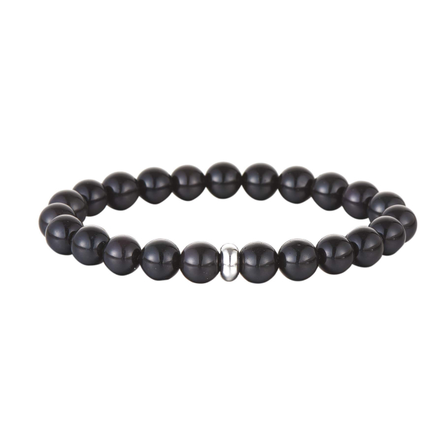 Bracelet Pierre Obsidienne 8mn Bracelet Mixte Elastique- Bijoux et accessoires pas chers pour femme Luzaka Ref.58884