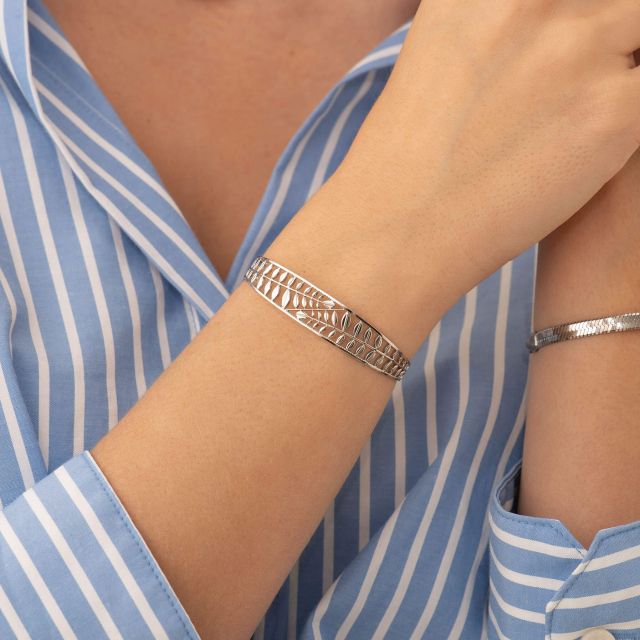 Bracelet jonc acier argenté