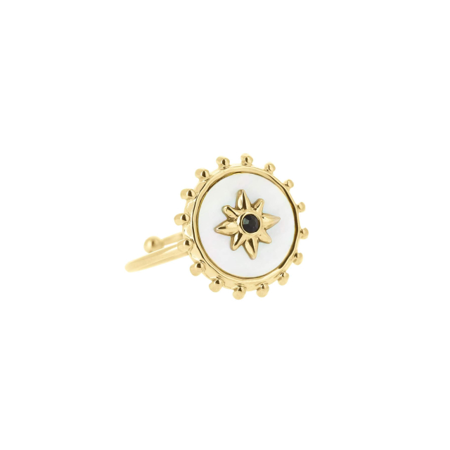 Bague Étoile Nacre acier doré or: Trouver les plus beaux bijoux femme de la saison