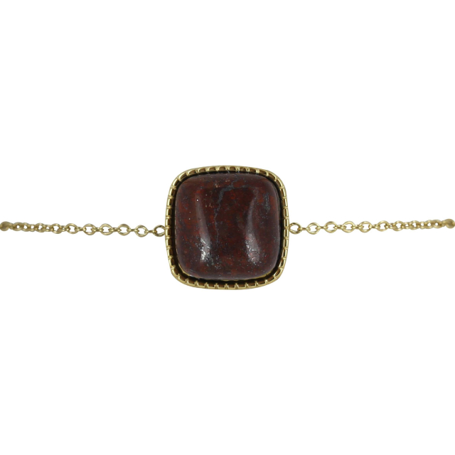 Bracelet Maki acier Jaspe marron Bracelet Femme Chaine - Cordon- Bijoux et accessoires pas chers pour femme Luzaka Ref.59997