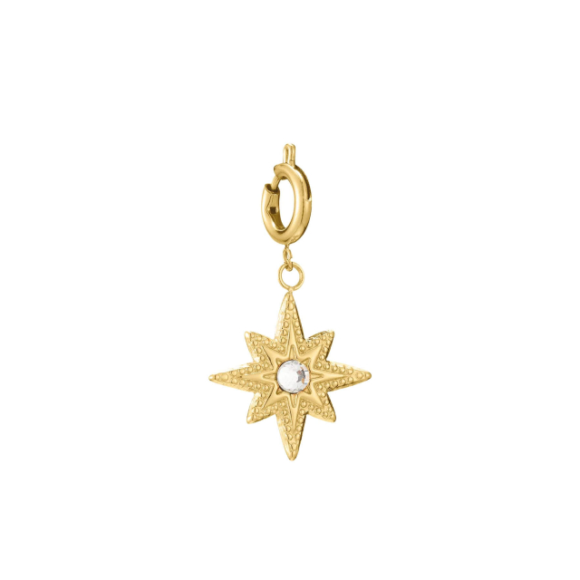 Charm Soleil acier doré or et zircon Charm Femme - Bijoux et accessoires pas chers pour femme Luzaka Ref.60239