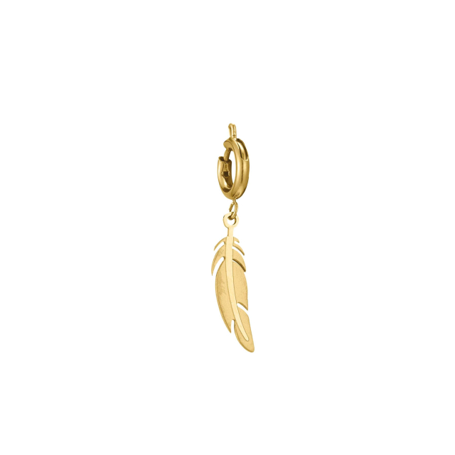 Large choix de Charm  de bijoux en acier, de montres et de sacs à main sur luzaka.com. Charm Plume acier doré or - Réf : 60277