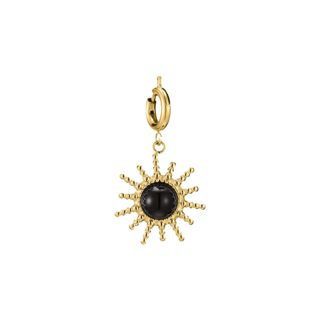 Charm Sun Agate Noire acier doré or Charm Femme - Bijoux et accessoires pas chers pour femme Luzaka Ref.60857