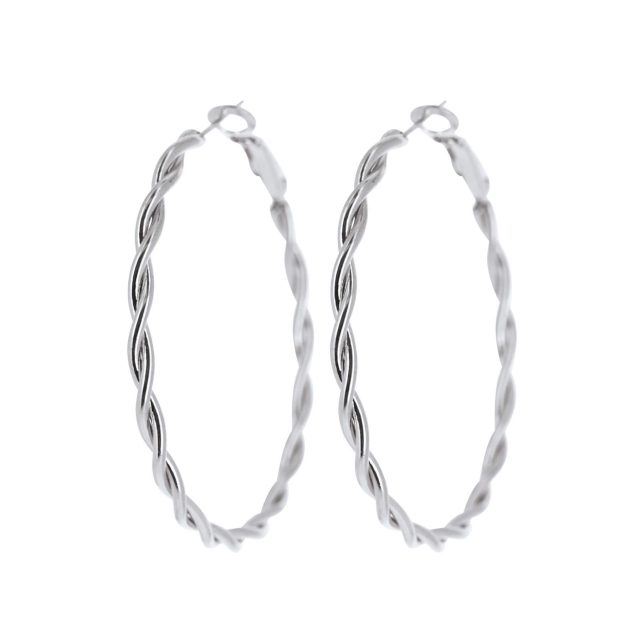 Boucles d'oreilles Aina acier Boucles d'oreilles Femme Rondes - Créoles- Bijoux et accessoires pas chers pour femme Luzaka Ref.62738