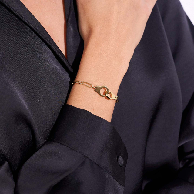 Bracelet menottes acier doré or