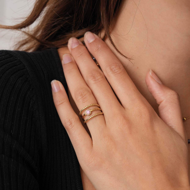 Bague Pépite Quartz rose Bague Femme - Bijoux et accessoires pas chers pour femme Luzaka Ref.65388