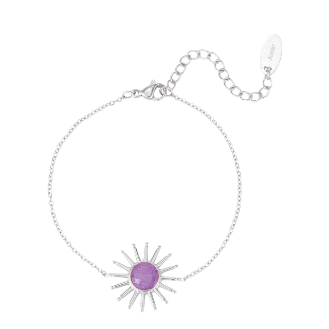 Bracelet Sun acier Améthyste Bracelet Femme Chaine - Cordon- Bijoux et accessoires pas chers pour femme Luzaka Ref.66347