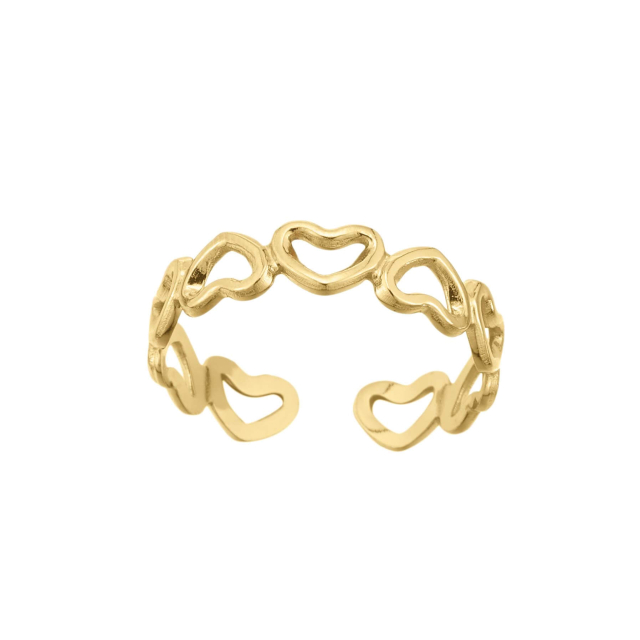 Bague multi coeurs acier doré Bague Femme - Bijoux et accessoires pas chers pour femme Luzaka Ref.66422