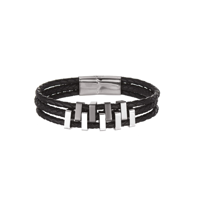 Bracelet Gora acier cuir et acier Bracelet Homme Chaine - Cordon- Bijoux et accessoires pas chers pour femme Luzaka Ref.68297